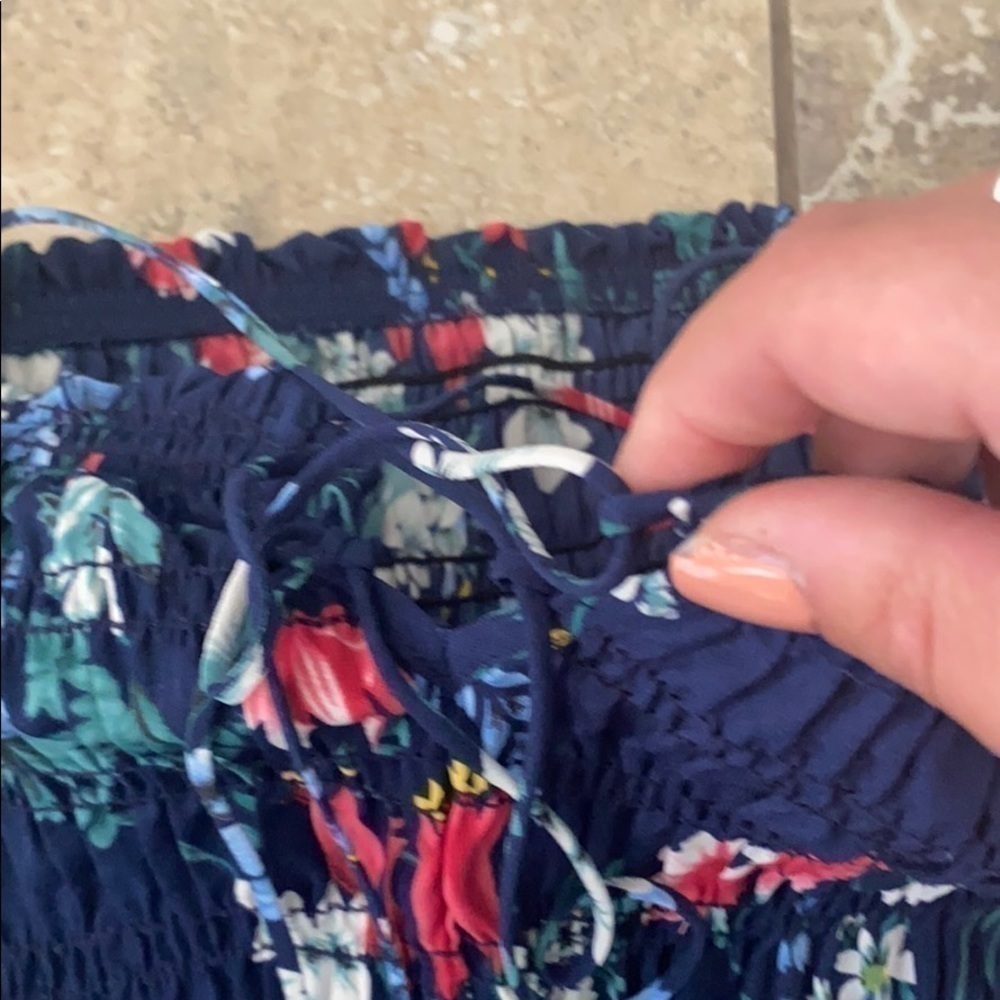 Navy floral off the shoulder romper - Picture 4 of 4